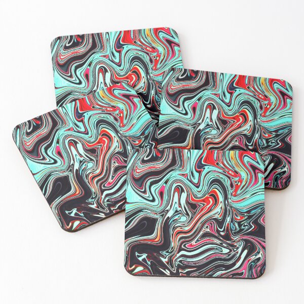 Item preview, Black & Turquoise Fluid with Red Color Accent designed and sold by Flydea.