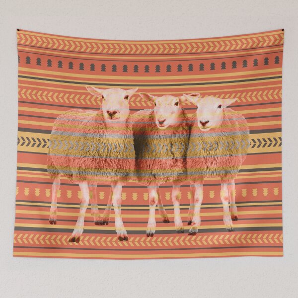 Aperçu de l'œuvre Trio de moutons couture créée et vendue par Elmanji.