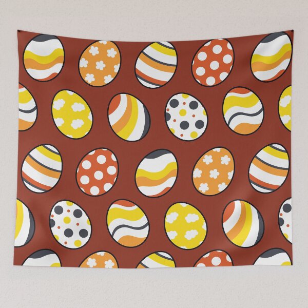Item preview, Egg Pattern | Yellow Orange Gray | Stripes Clouds Flowers Dots | Maroon designed and sold by Wintre2.