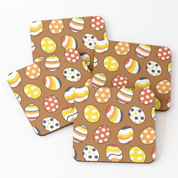 Item preview, Egg Pattern | Yellow Orange Gray | Stripes Clouds Flowers Dots | Brown designed and sold by Wintre2.