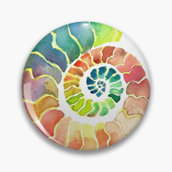 Item preview, Watercolor Fossil Ammonite in Rainbow designed and sold by VivtheFish.