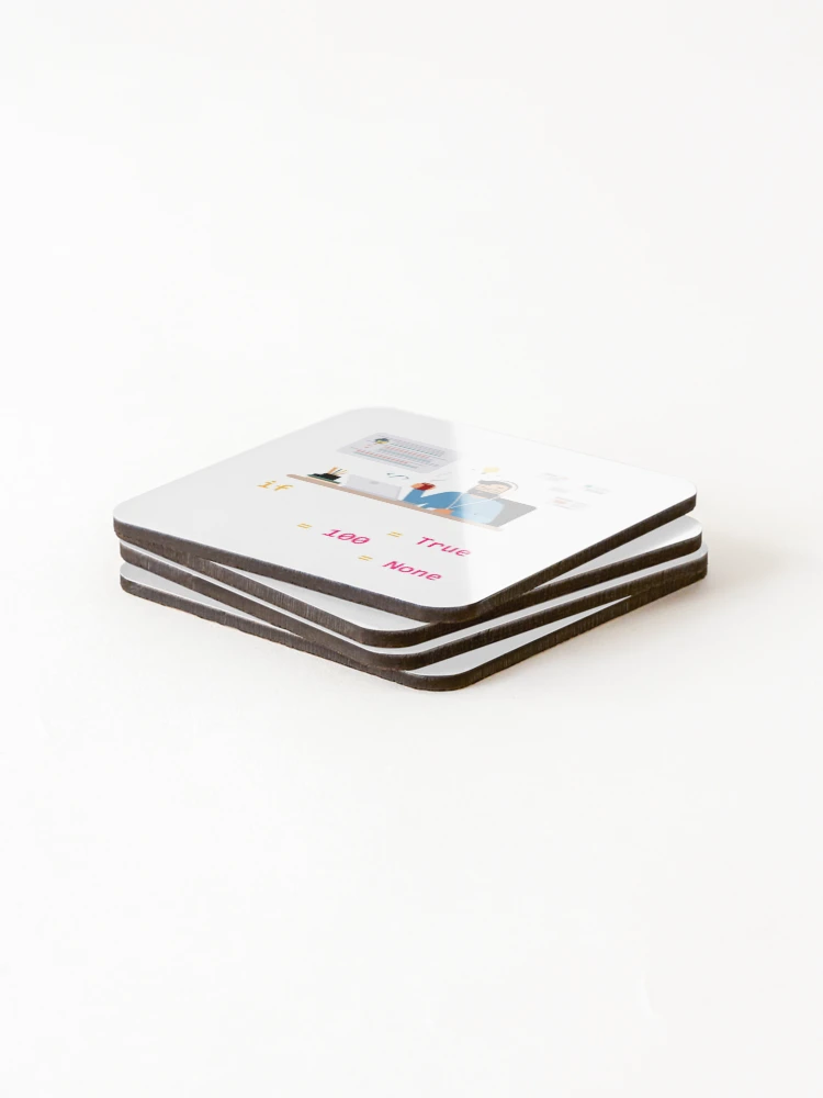 Thumbnail 4 of 5, Coasters (Set of 4), Coding time algorithm for Python Developer | Gift shirt designed and sold by trending-cats.