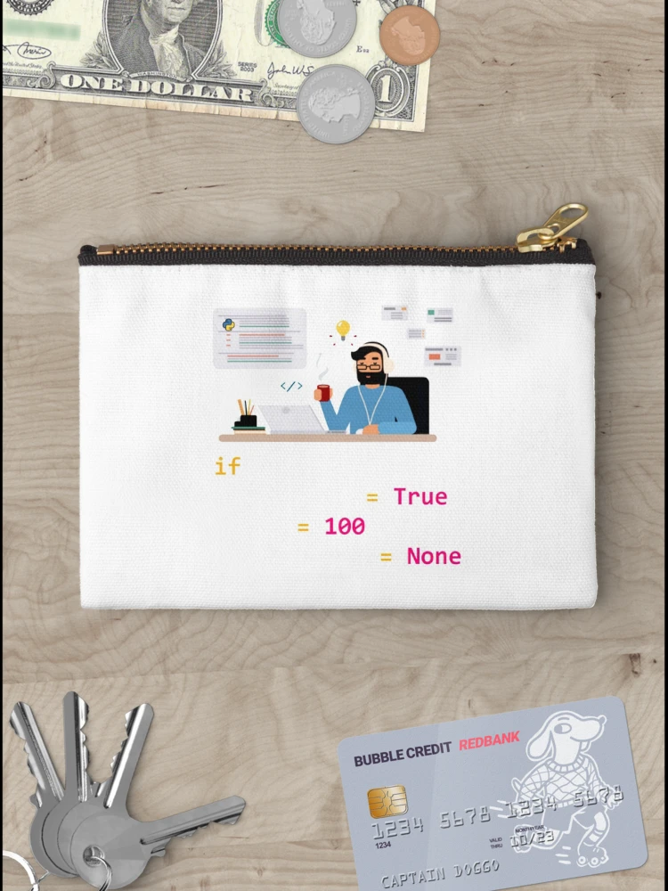 Thumbnail 3 of 4, Zipper Pouch, Coding time algorithm for Python Developer | Gift shirt designed and sold by trending-cats.