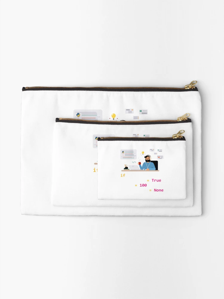 Thumbnail 2 of 4, Zipper Pouch, Coding time algorithm for Python Developer | Gift shirt designed and sold by trending-cats.