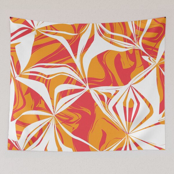 Item preview, Red orange and white abstract wavy pattern designed and sold by BLMcreations.