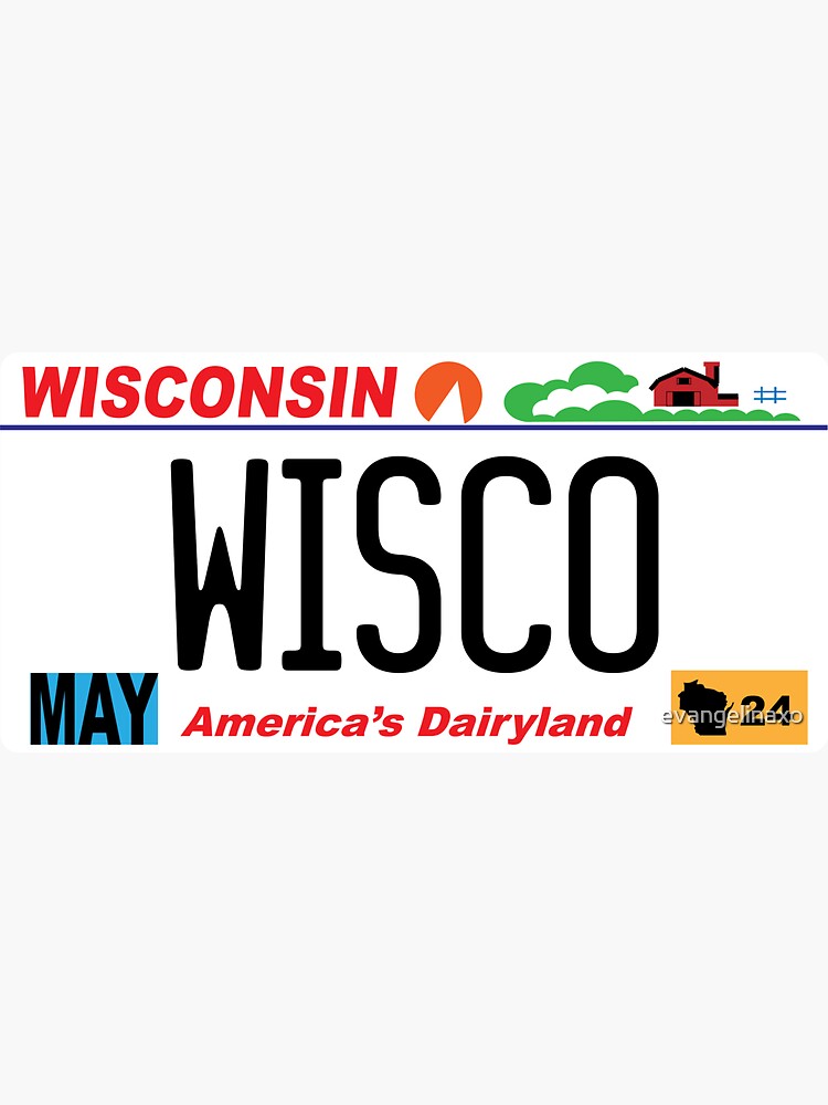 "Wisco 2024 License plate" Sticker for Sale by evangelinaxo Redbubble