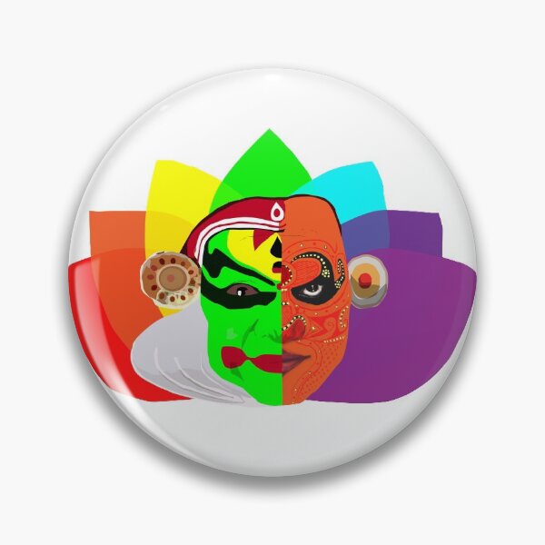 Item preview, Kathakali and Theyyam face art with rainbow lotus background designed and sold by Anvin Peeter.