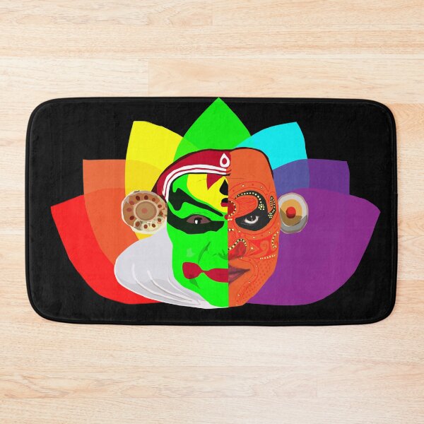 Item preview, Kathakali and Theyyam face art with rainbow lotus background designed and sold by Anvin Peeter.