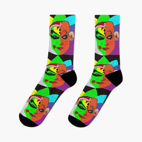 Item preview, Kathakali and Theyyam face art with rainbow lotus background designed and sold by Anvin Peeter.