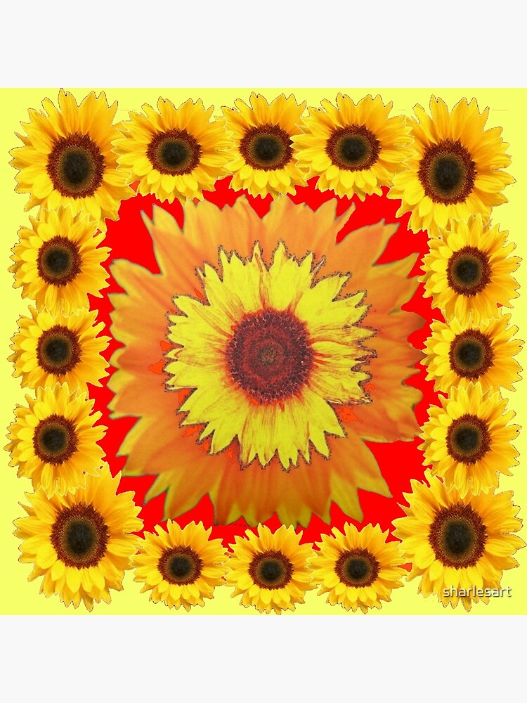 RED SOUTHWEST SUNFLOWERS YELLOW ABSTRACT by sharlesart
