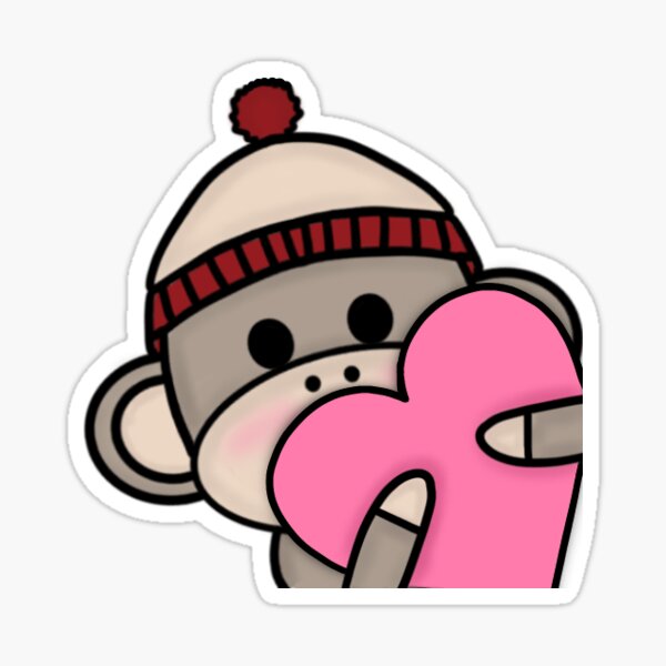 Sock Monkey Heart Sticker