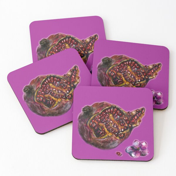 Item preview, Ripe pomegranate with grains and violet flower. designed and sold by OksArt22.