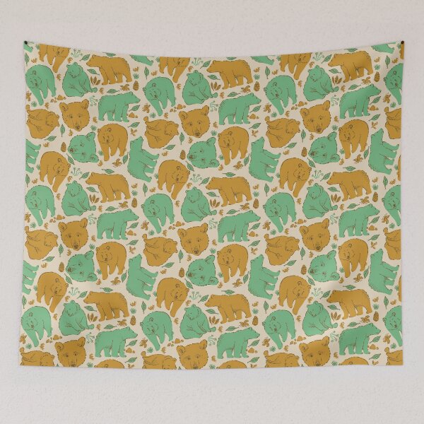 Item preview, Brown bear bear bears pattern - yellow green designed and sold by Kopfzirkus.