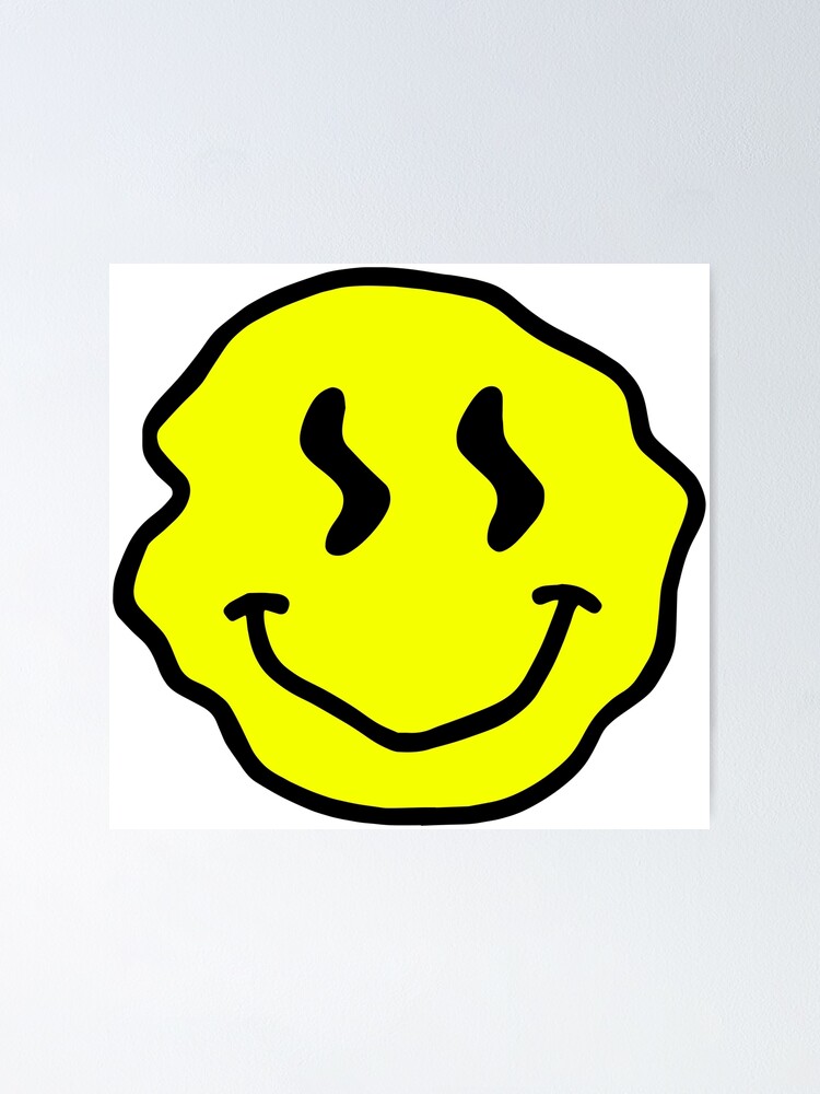 Yellow Y2k Aesthetic Trippy Smiley Face Poster For Sale By Agnetar Redbubble