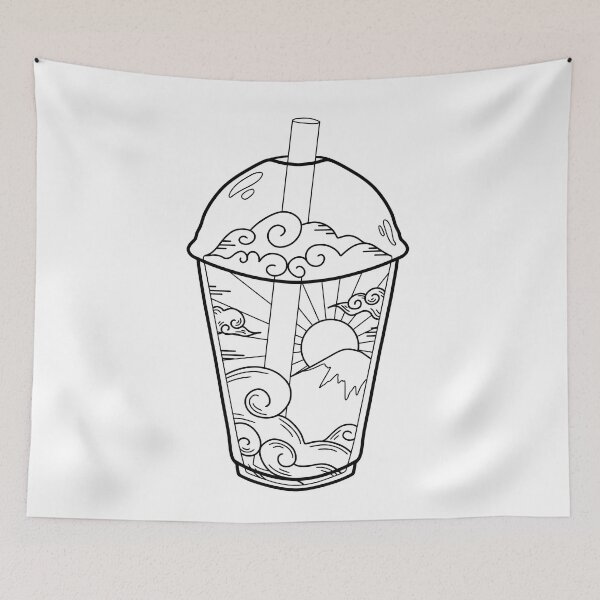 Item preview, Cup of Japan, Mount Fuji, rising sun, bubble tea designed and sold by StudioHinte.