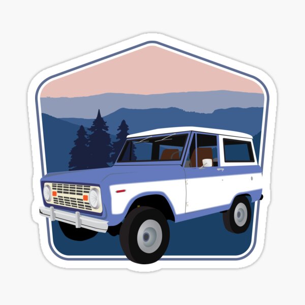 Vintage Blue Bronco in the Smoky Mountains Sticker