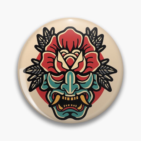 Item preview, Traditional Japanese Oni Mask with Rose designed and sold by SLAG-Creative.