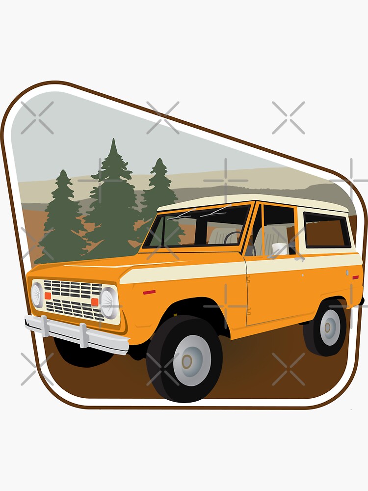 Vintage Orange Bronco Against a Forestry Backdrop by brainthought