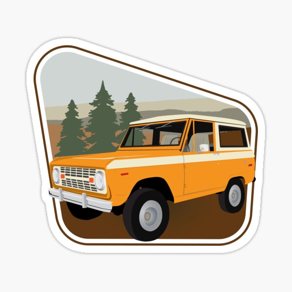Vintage Orange Bronco Against a Forestry Backdrop Sticker