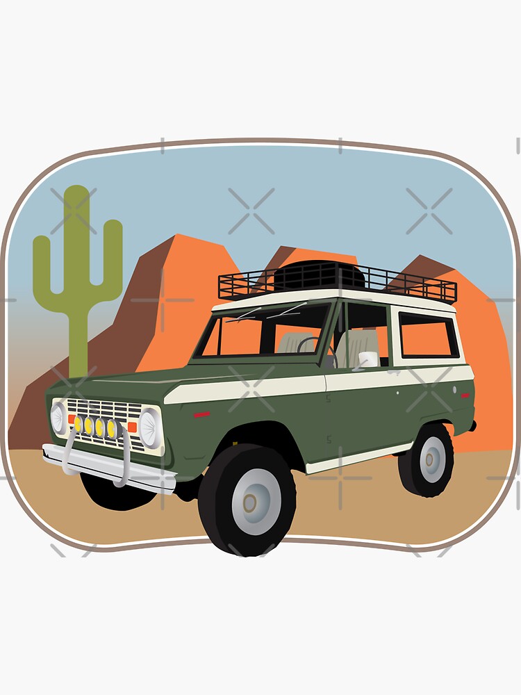 Vintage Green and White Bronco in the Sonora Wilderness by brainthought