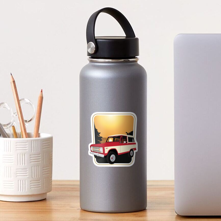 Vintage Red and White Bronco on the West Coast (Sequoia National Park) Sticker