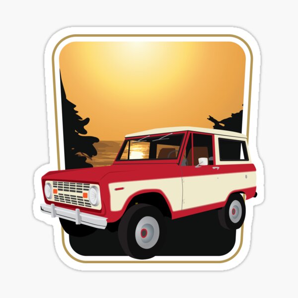Vintage Red and White Bronco on the West Coast (Sequoia National Park) Sticker