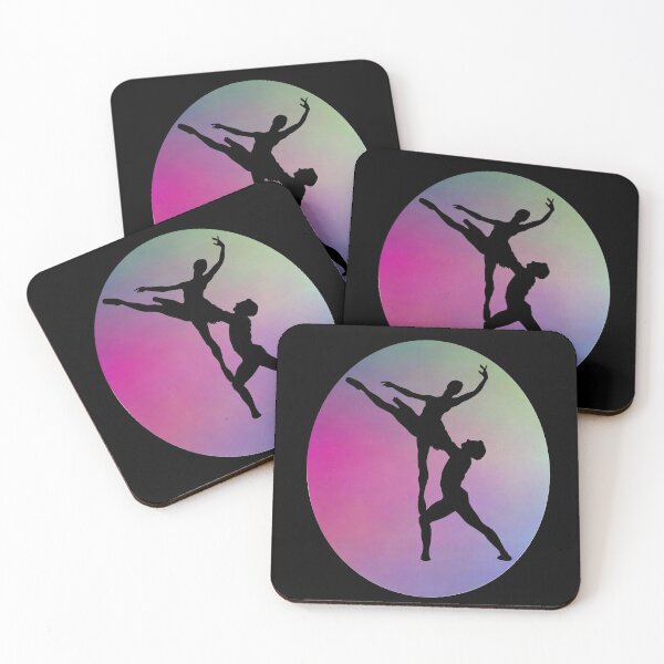 Item preview, Dancers Black Silhouette on Purple Pink Dreamy Background designed and sold by kmcs.