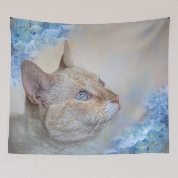 Item preview, Siamese Cat and Hydrangeas designed and sold by Elisabeth Lucas.