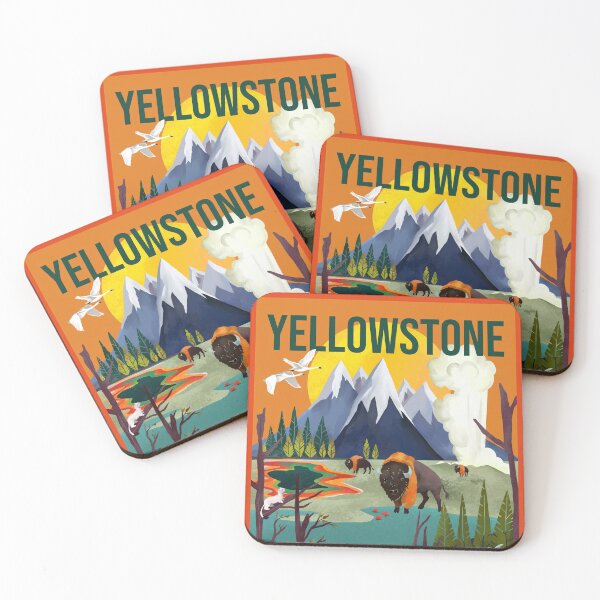 Item preview, Cool & Colorful Yellowstone National Park Summer Travel Art designed and sold by The Whiskey Ginger Design Shop.