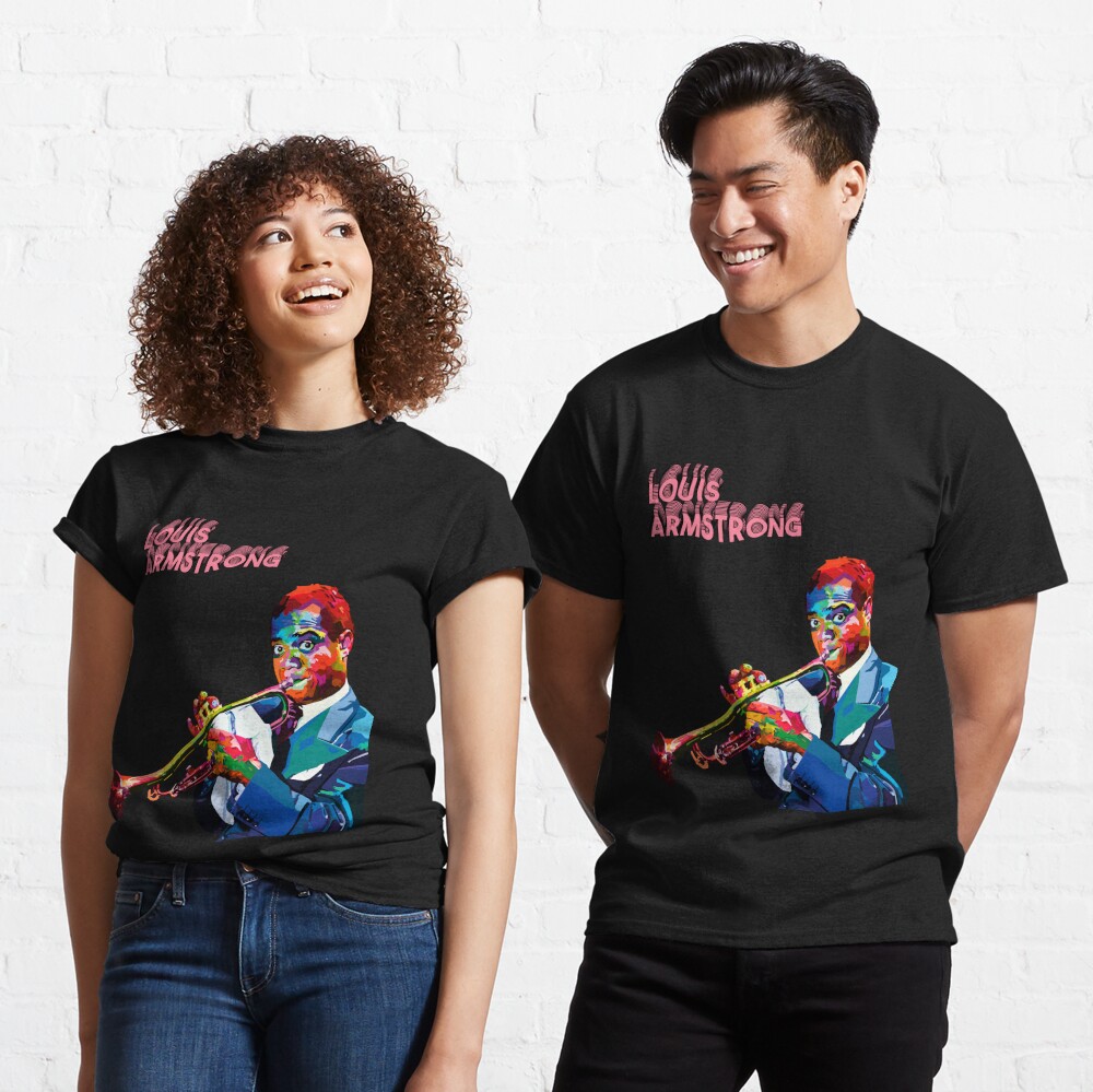 Custom Louis Armstrong In Wpap Pop Art Style Ladies Fitted T-shirt