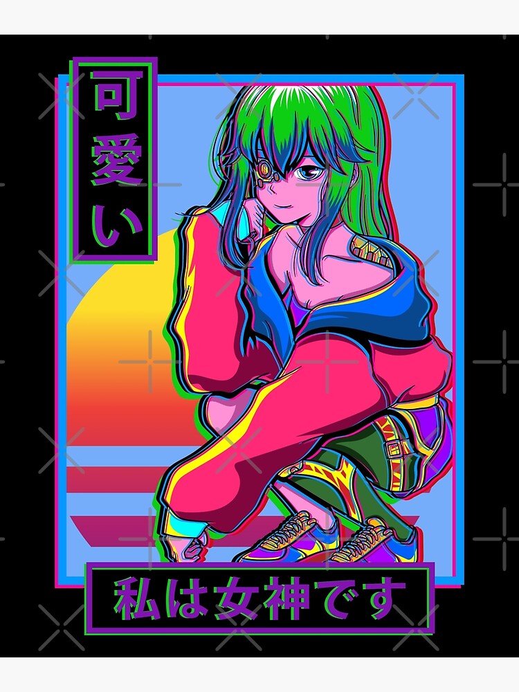 Sad Girl Anime Girl Vaporwave Aesthetic Poster By Damarco Redbubble