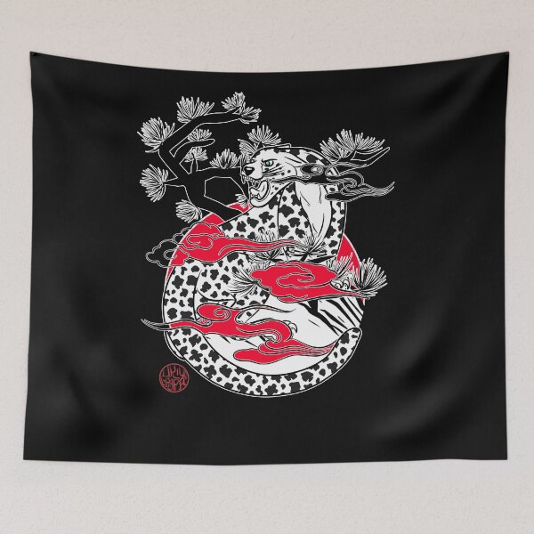 Item preview, White leopard and Japanese pine trees designed and sold by Ukiyograph.