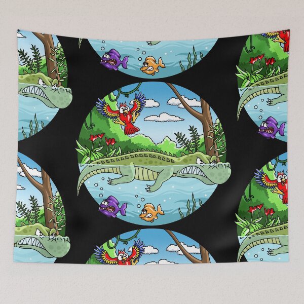 Item preview, Annoyed crocodile in the jungle illustration designed and sold by ARTemyzz.