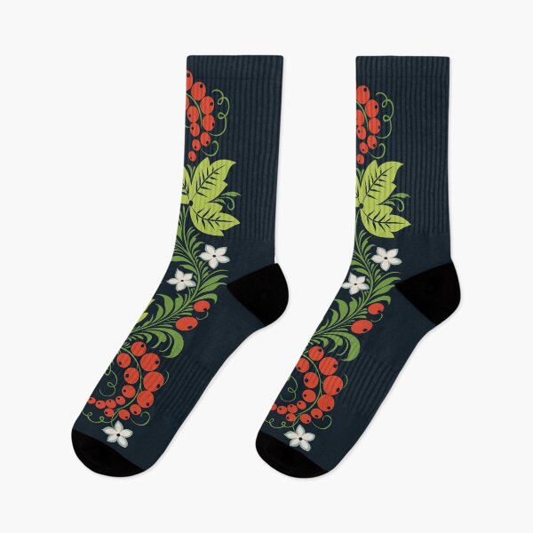Item preview, Traditional Russian Khokhloma Red Currant and Flower Pattern, Хохлома designed and sold by BelleriDesign.