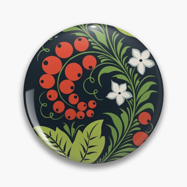 Item preview, Traditional Russian Khokhloma Red Currant and Flower Pattern, Хохлома designed and sold by BelleriDesign.