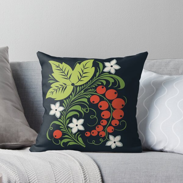 Item preview, Traditional Russian Khokhloma Red Currant and Flower Pattern, Хохлома designed and sold by BelleriDesign.