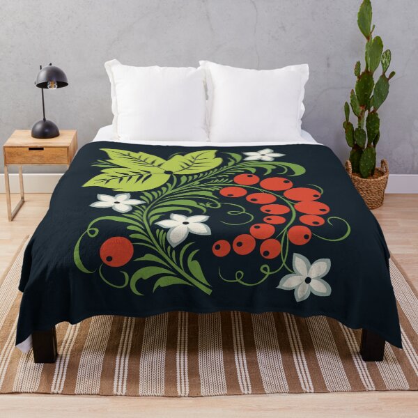 Item preview, Traditional Russian Khokhloma Red Currant and Flower Pattern, Хохлома designed and sold by BelleriDesign.