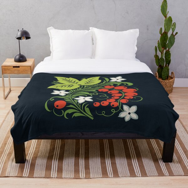 Aperçu de l'œuvre Groseille Rouge Khokhloma Russe Traditionnel Et Motif De Fleurs, Хохлома créée et vendue par BelleriDesign.