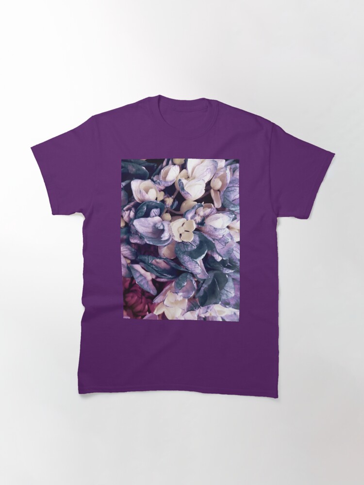 Thumbnail 3 of 7, Classic T-Shirt, Purple Hydrangea Fields - Floral Bouquet designed and sold by OneDayArt.