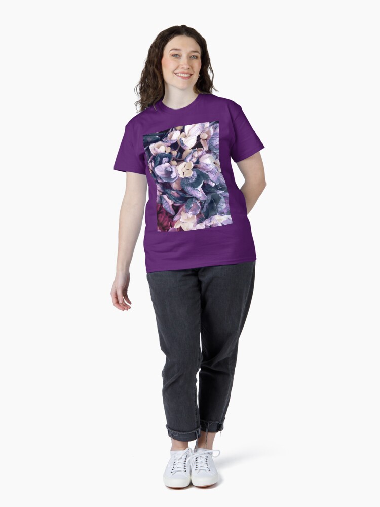 Thumbnail 4 of 7, Classic T-Shirt, Purple Hydrangea Fields - Floral Bouquet designed and sold by OneDayArt.