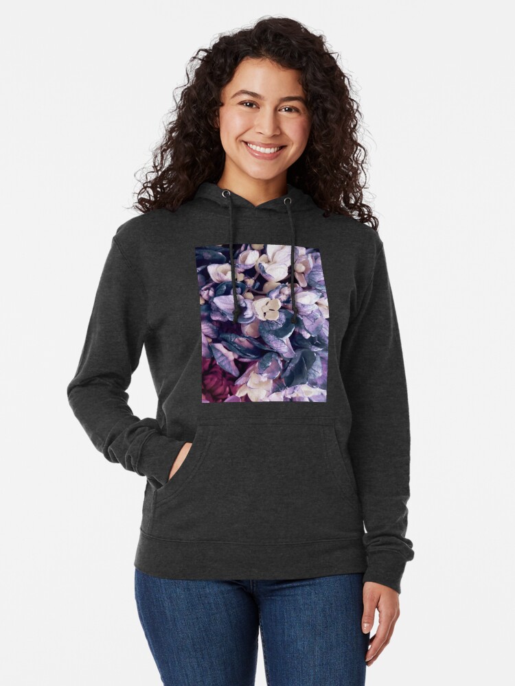 Alternate view of Purple Hydrangea Fields - Floral Bouquet Lightweight Hoodie