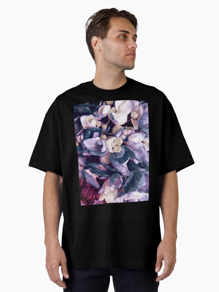 Thumbnail 1 of 7, Oversized T-Shirt, Purple Hydrangea Fields - Floral Bouquet designed and sold by OneDayArt.