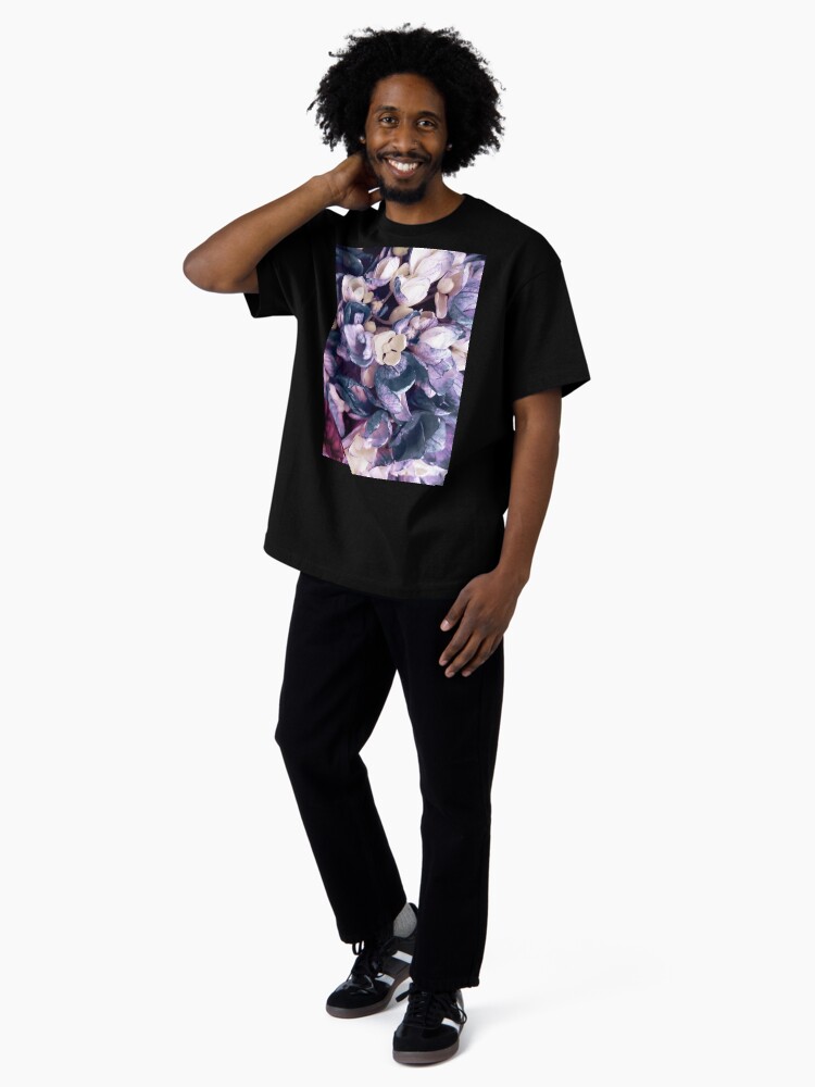 Thumbnail 4 of 7, Oversized T-Shirt, Purple Hydrangea Fields - Floral Bouquet designed and sold by OneDayArt.