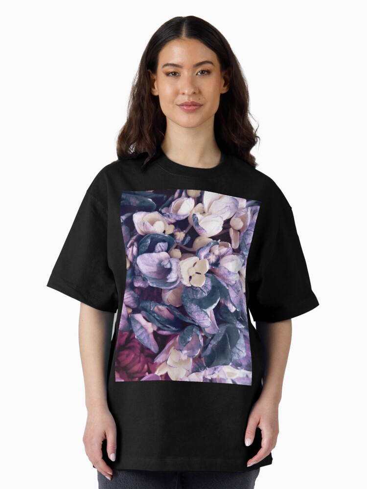 Thumbnail 2 of 7, Oversized T-Shirt, Purple Hydrangea Fields - Floral Bouquet designed and sold by OneDayArt.
