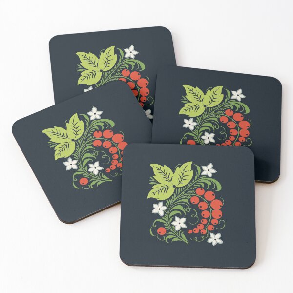 Item preview, Traditional Russian Khokhloma Red Currant and Flower Pattern, Хохлома designed and sold by BelleriDesign.