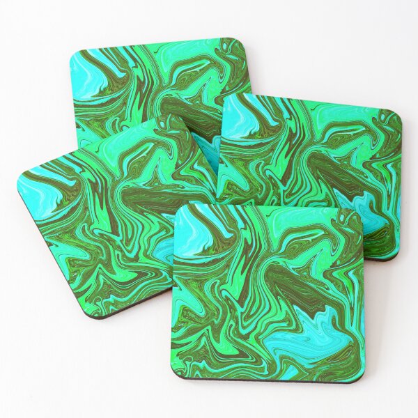 Item preview, Glossy Green Fluid on Turquoise designed and sold by Flydea.