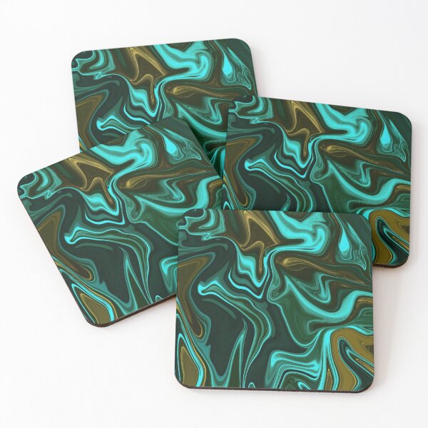 Item preview, Pastel Green Fluid on Glossy Turquoise Color designed and sold by Flydea.