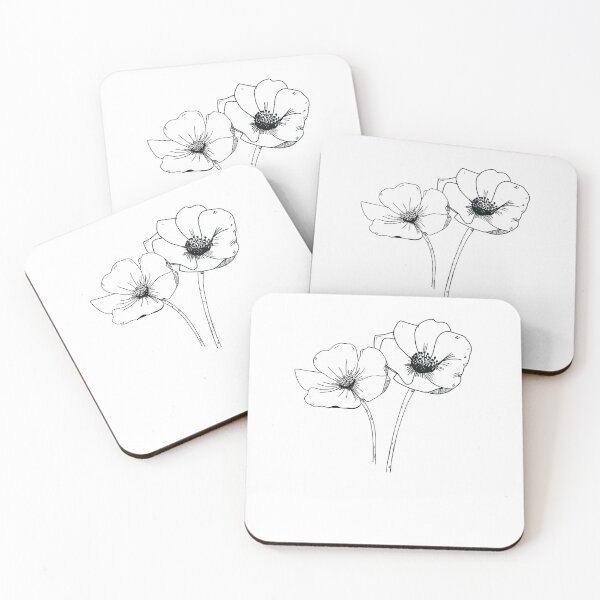 Item preview, Black and White Botanical Anemone Flowers designed and sold by leahcreates.
