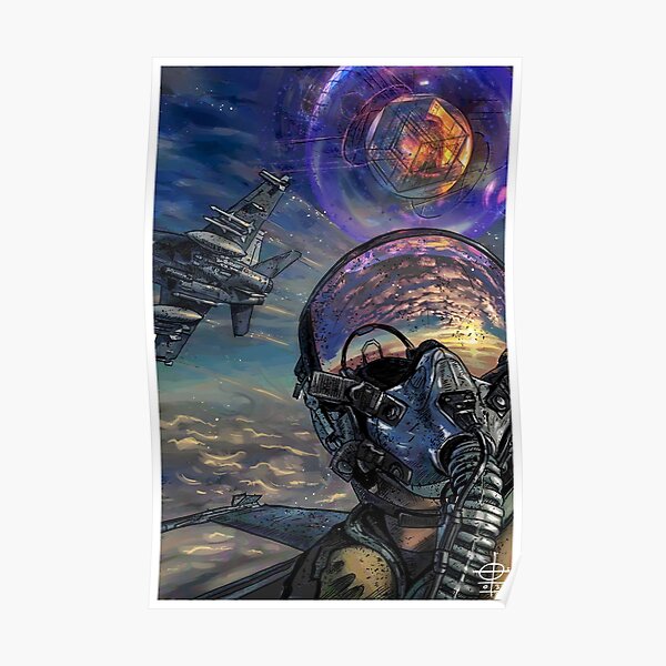 F-18 Super Hornet & Cube Within a Sphere UFO / UAP Poster