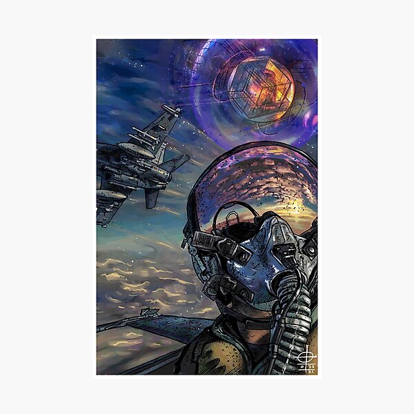 F-18 Super Hornet & Cube Within a Sphere UFO / UAP Photographic Print